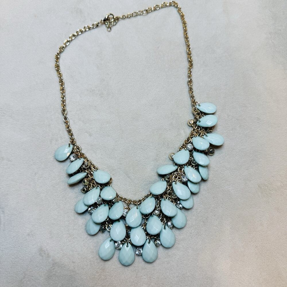 Bib Teardrop Multi Pendant Blue Necklace